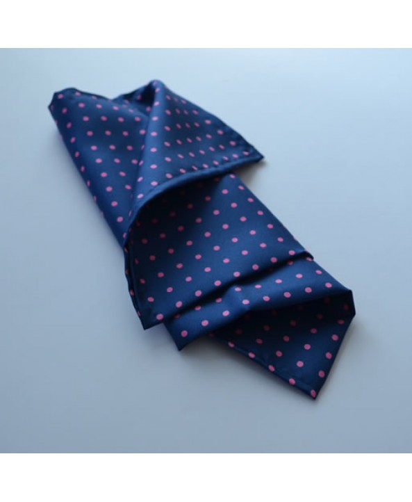 Fine Silk Spotted Hank with Pink Spots on French Blue